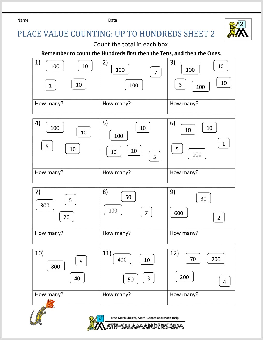 2nd Grade Worksheets Place Value