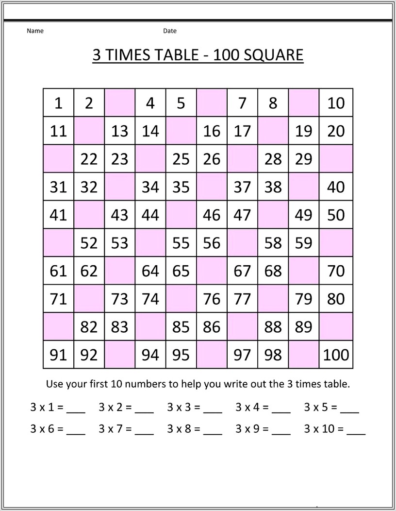 3 Times Table Coloring Worksheet