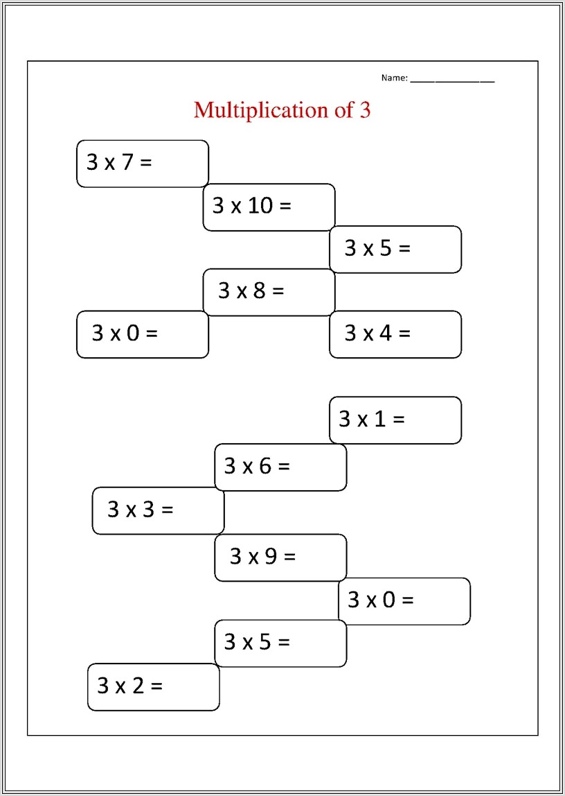 3 Times Table Worksheet With Pictures