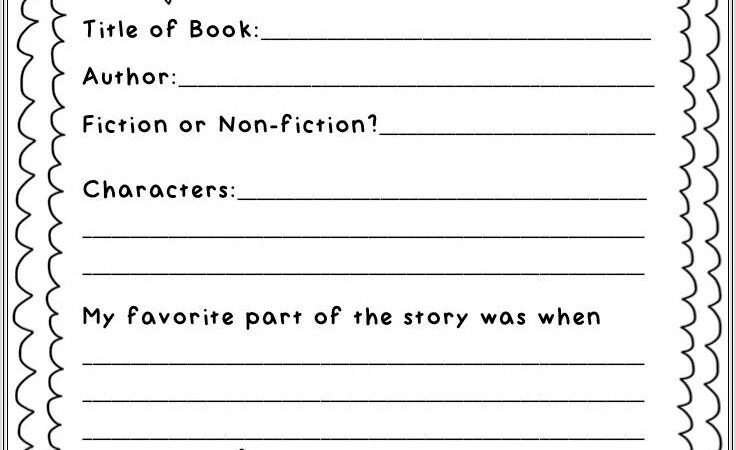 3rd Grade Book Report Worksheet