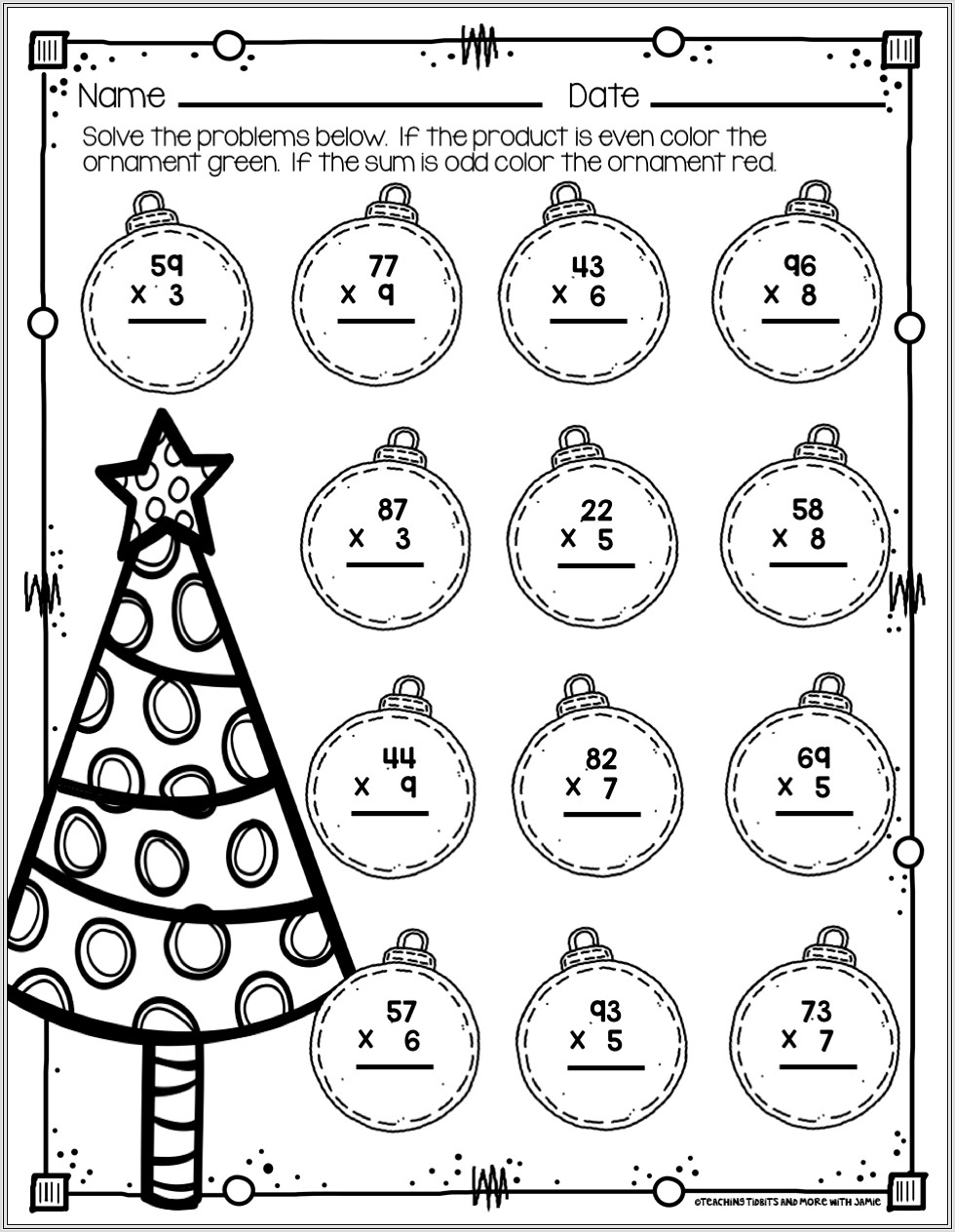3rd Grade Christmas Worksheet