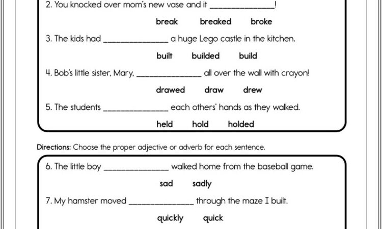 3rd Grade English Verb Worksheets