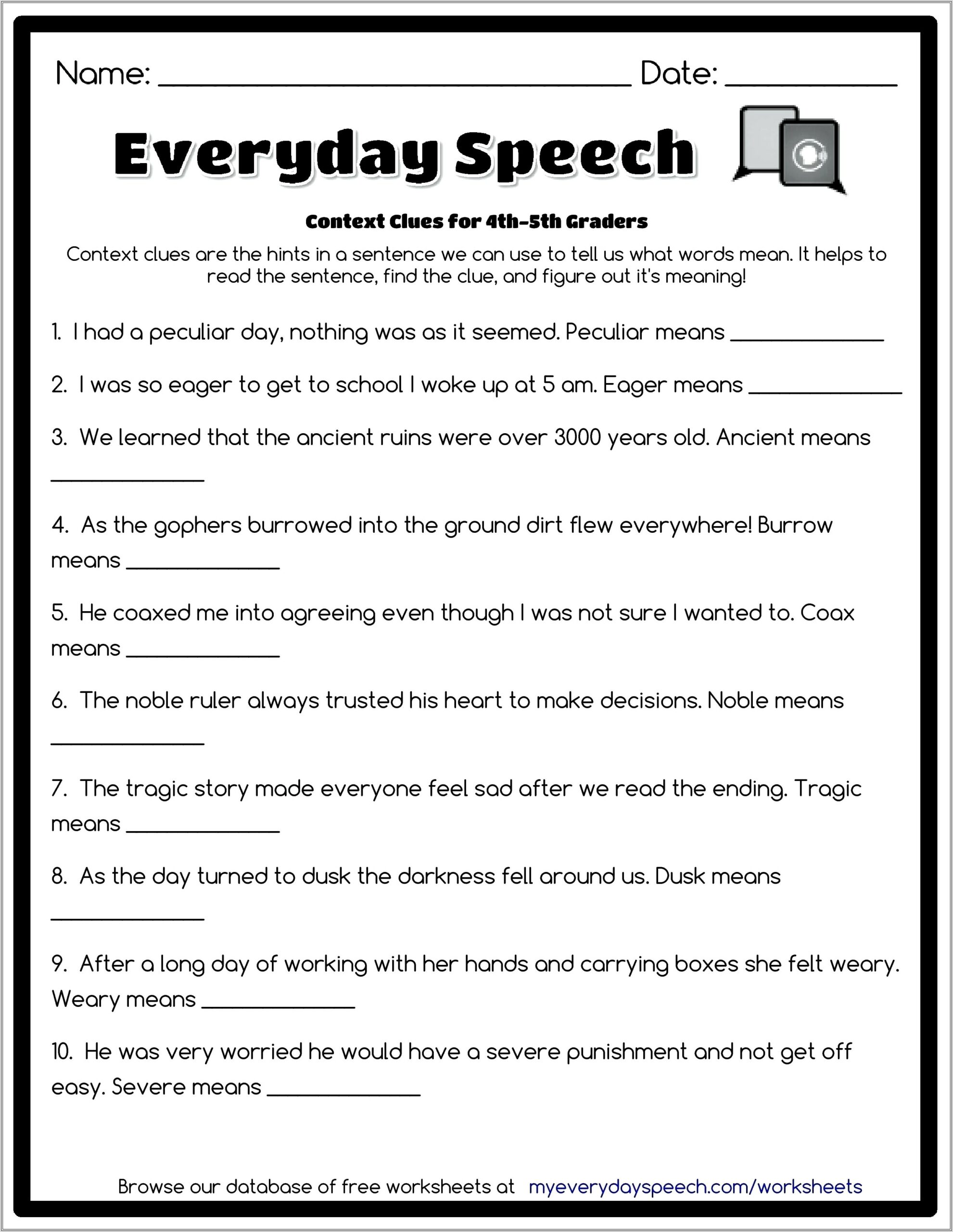 3rd Grade Free Printable Grammar Worksheets