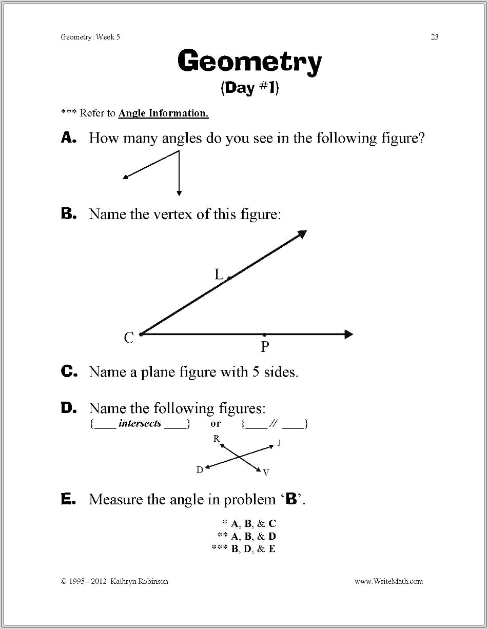 3rd Grade Geometry Worksheets Pdf