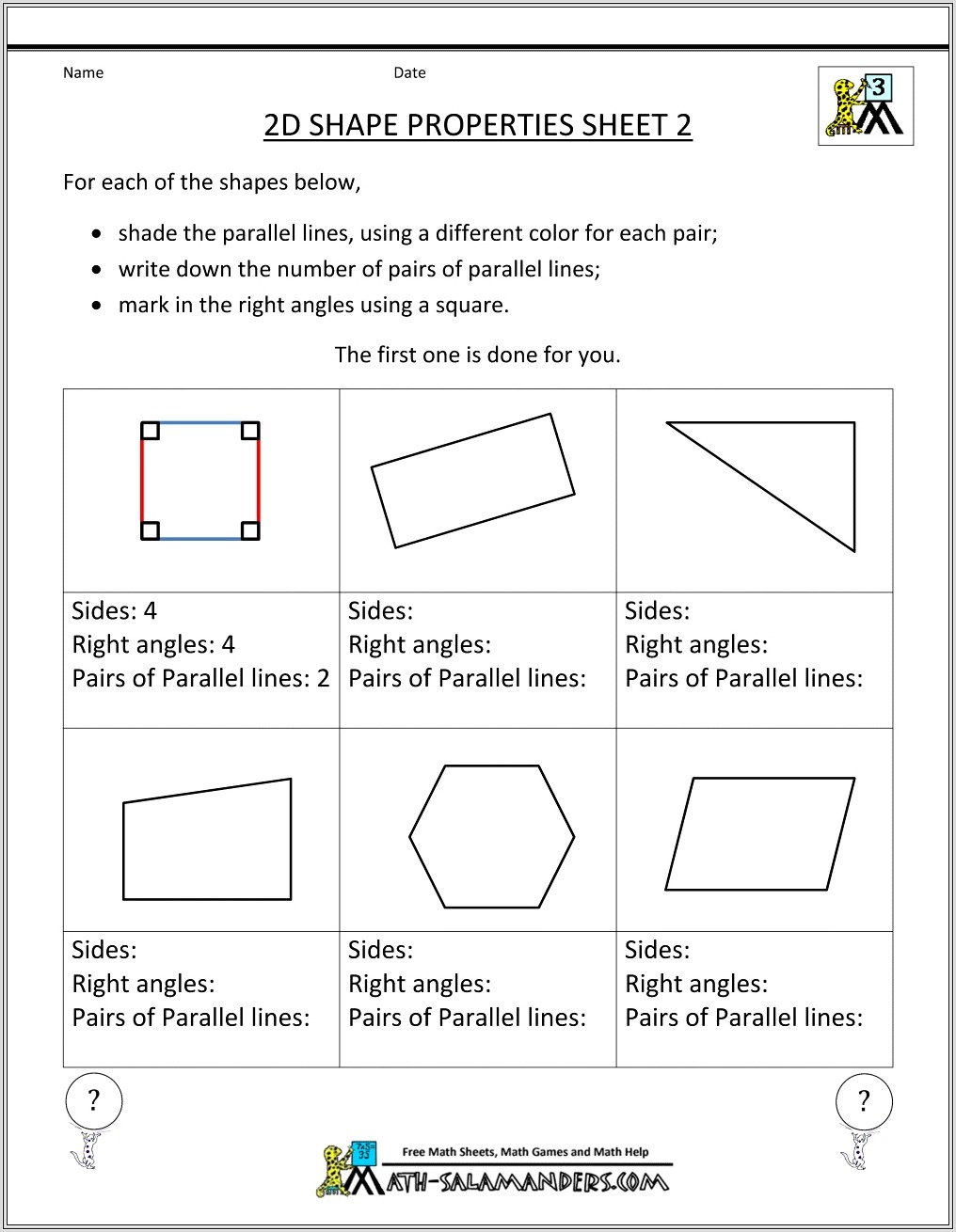 3rd Grade Geometry Worksheets