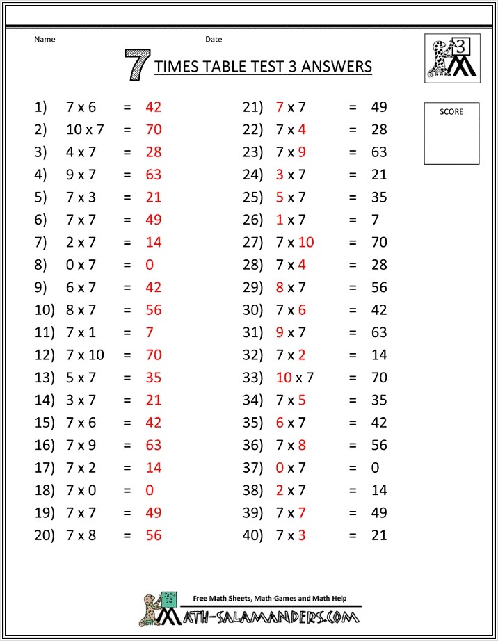 3rd Grade Math Worksheets With Answer Key