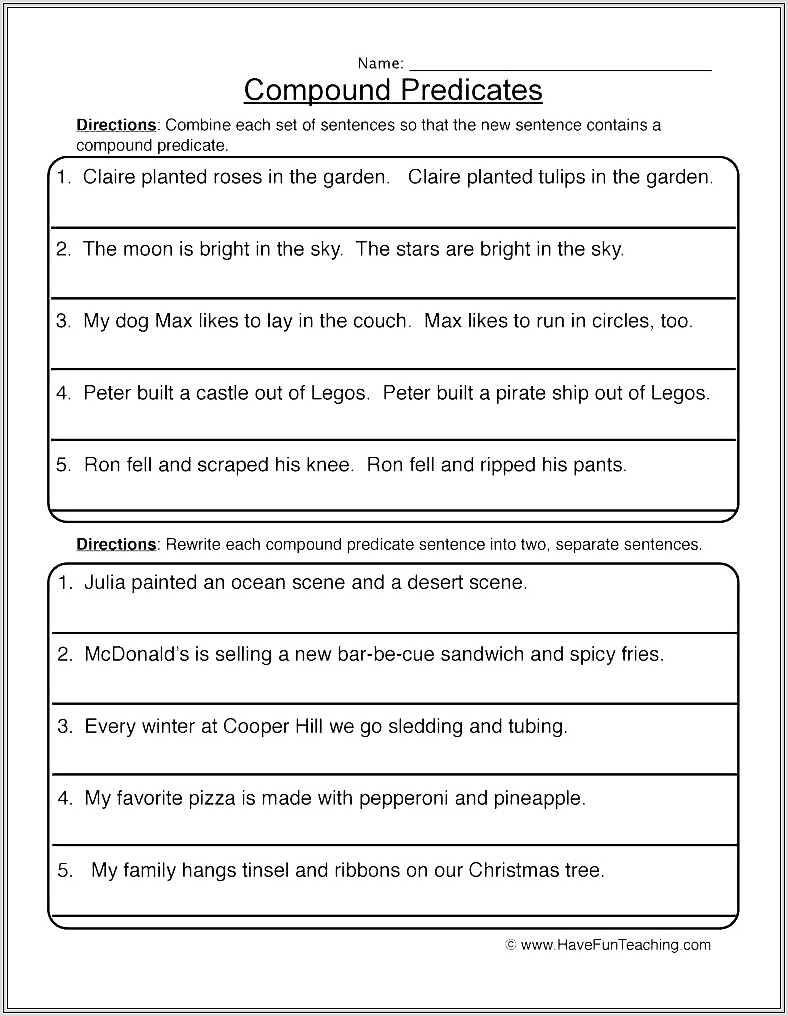 3rd Grade Predicate Worksheet