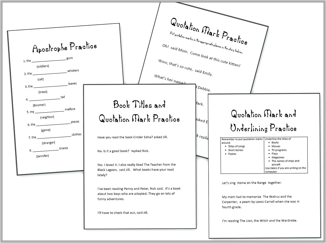 3rd Grade Printable Grammar Worksheets