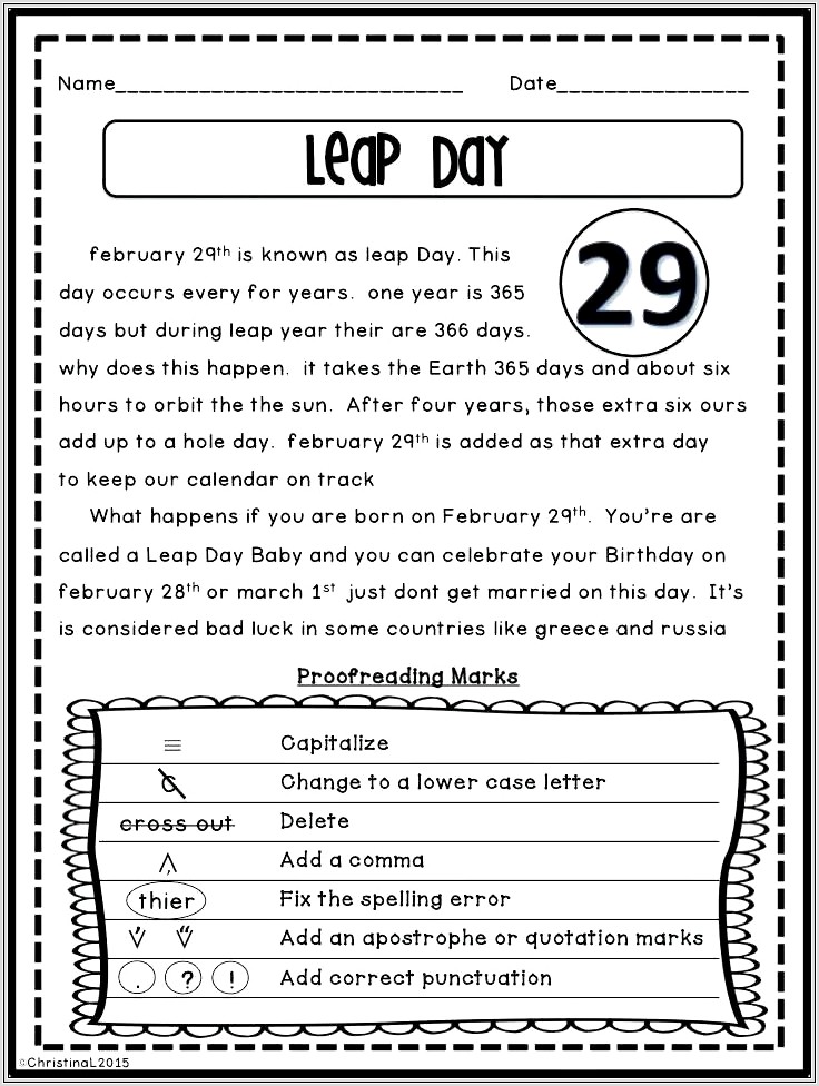 3rd Grade Proofreading Worksheet