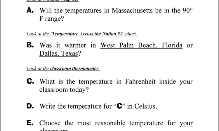 3rd Grade Thermometer Worksheets