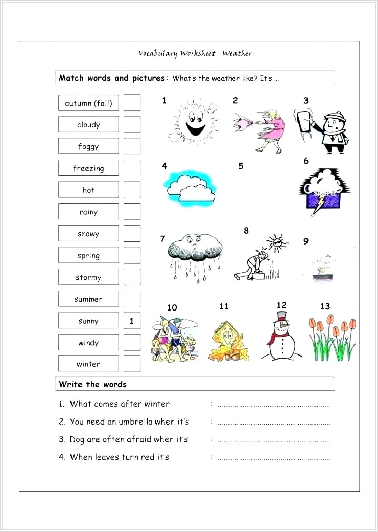 3rd Grade Weather Worksheets