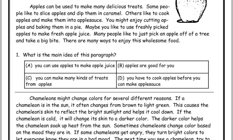 3rd Grade Worksheet On Main Idea