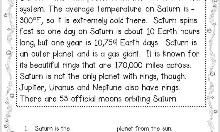 3rd Grade Worksheet On Planets