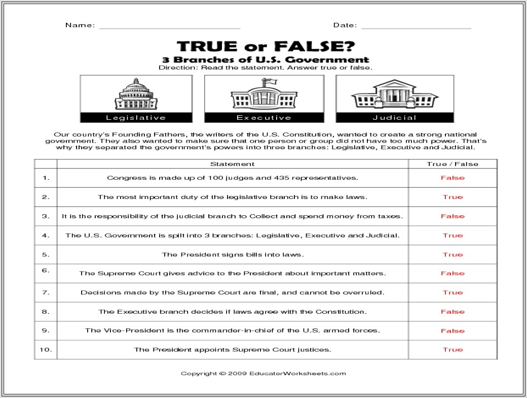 3rd Grade Worksheet On The Constitution