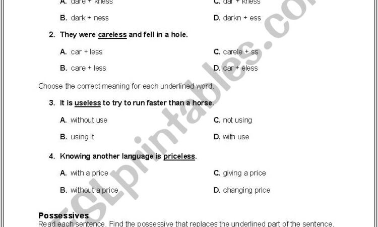 3rd Grade Worksheets English