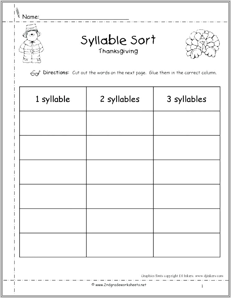 3rd Grade Worksheets For Syllables