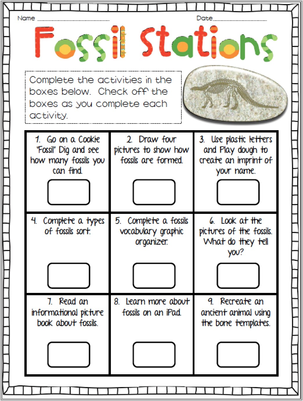 3rd Grade Worksheets Fossils