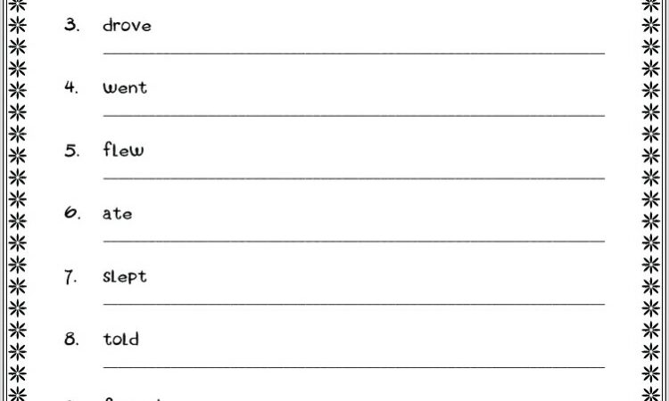 3rd Grade Worksheets Irregular Verbs