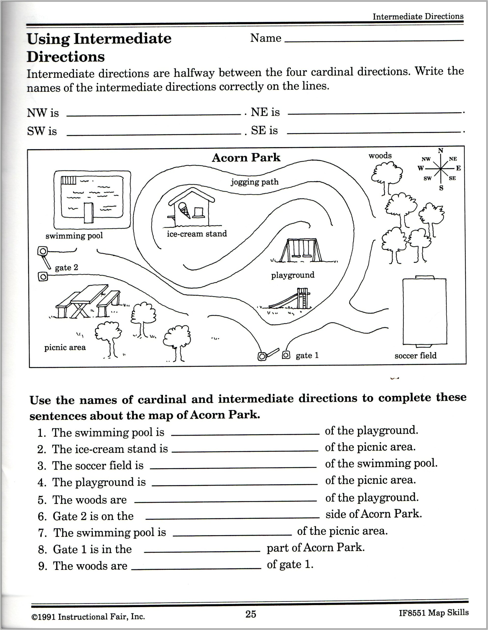 3rd Grade Worksheets Map Skills