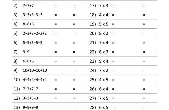 3rd Grade Worksheets Multiplication