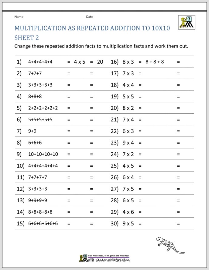 3rd Grade Worksheets Multiplication