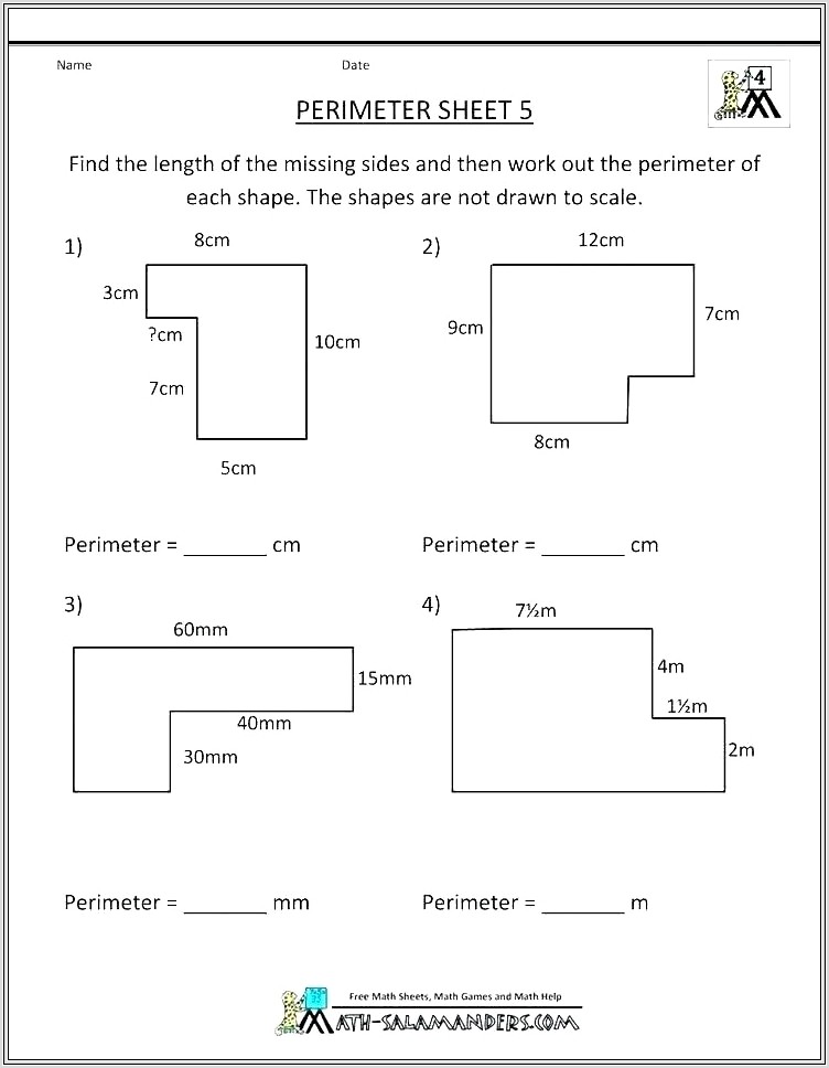 3rd Grade Worksheets On Area And Perimeter