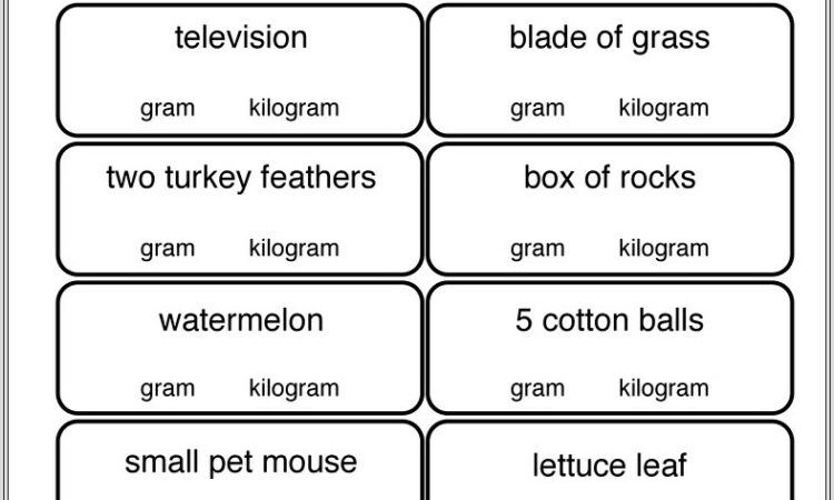 3rd Grade Worksheets On Grams And Kilograms