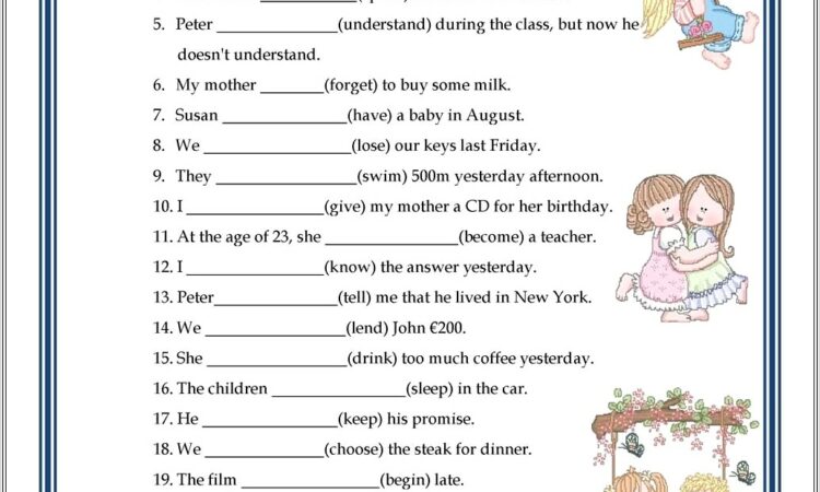 3rd Grade Worksheets Verbs