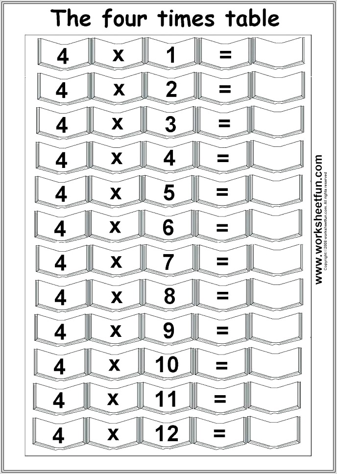 4 Times Table Worksheet To Print
