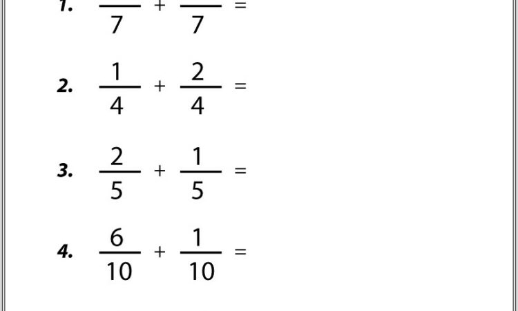 4th Grade Worksheet Fractions