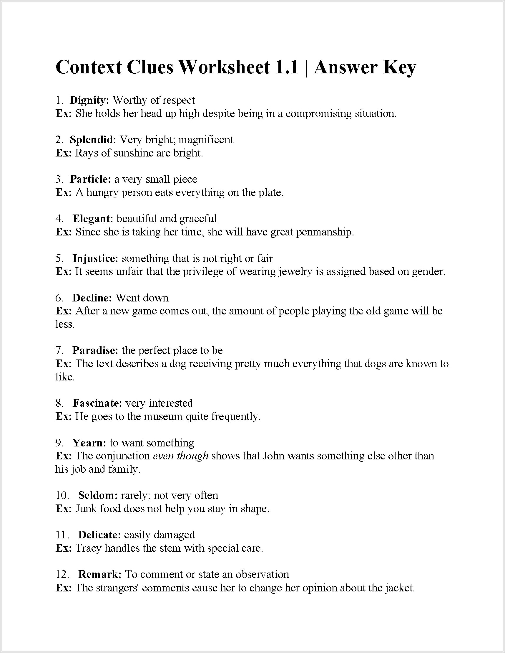 4th Grade Worksheet On Context Clues