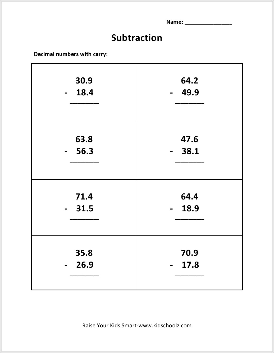 5 Grade Decimal Worksheet