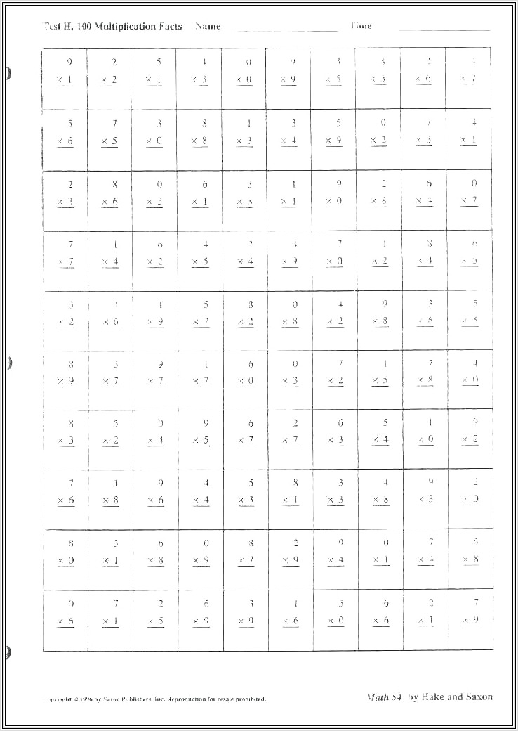 5 Times Table Drill Worksheet