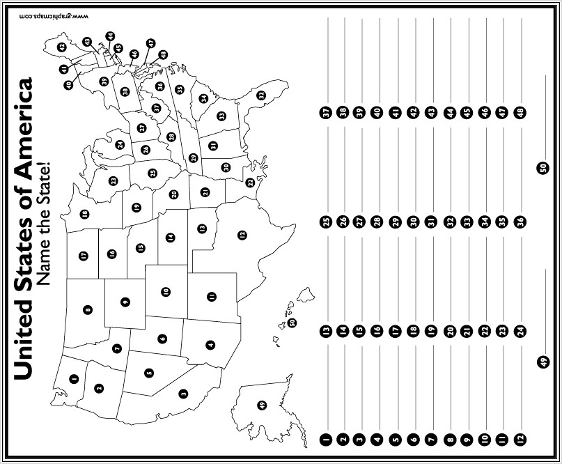 50 States Numbered Worksheet