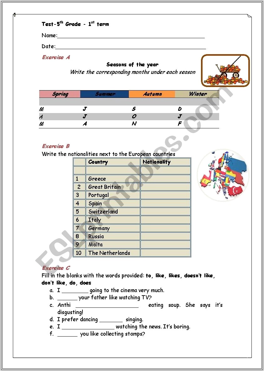5th Grade English Vocabulary Worksheets