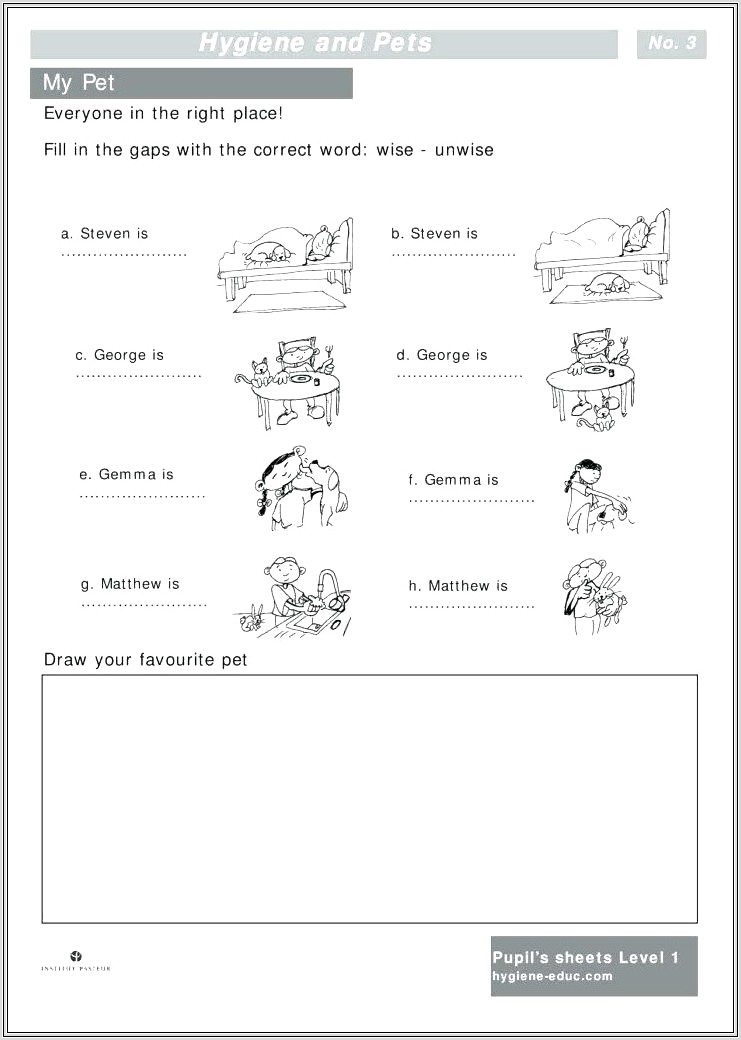 5th Grade Health Worksheet