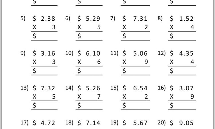 5th Grade Math Printable Worksheets