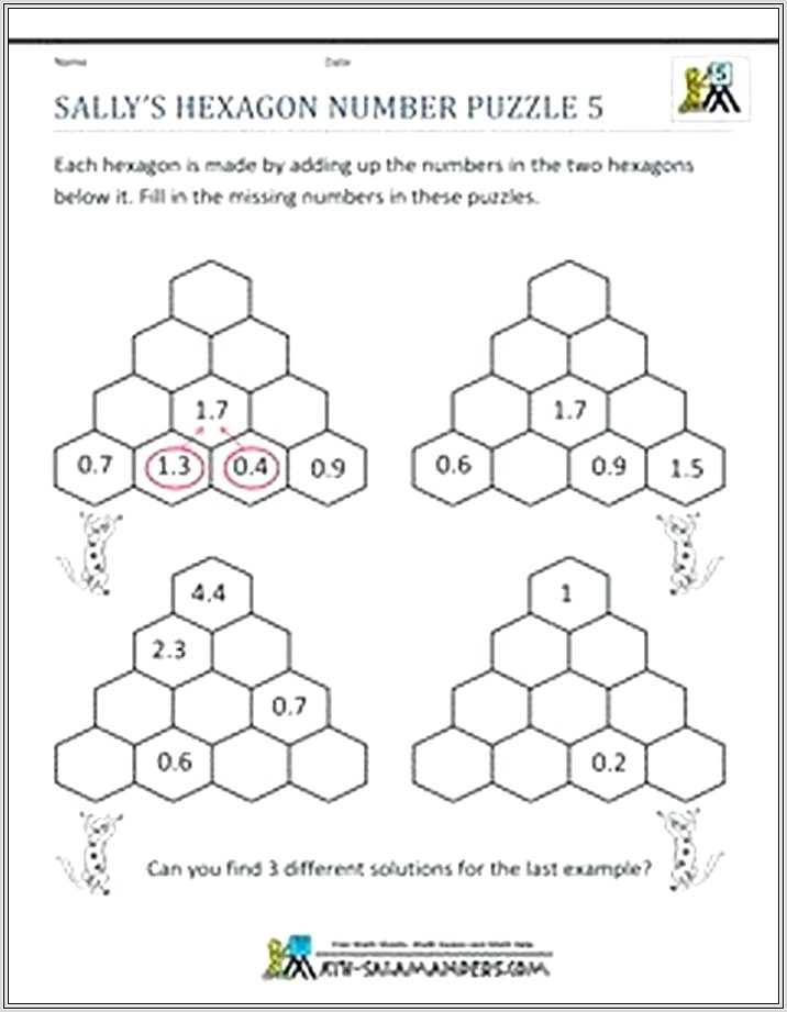 5th Grade Math Worksheet Puzzles