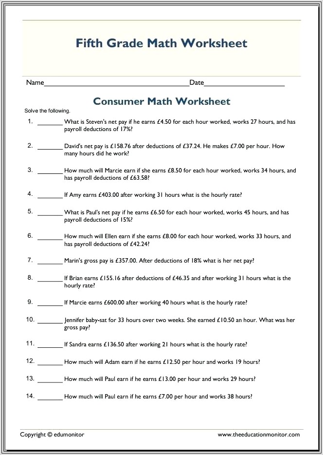 5th Grade Math Worksheets Least Common Multiple