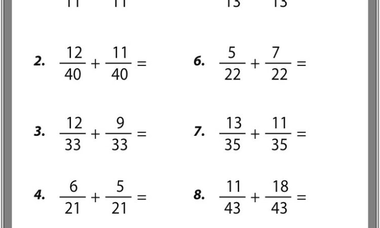 5th Grade Math Worksheets On Fractions