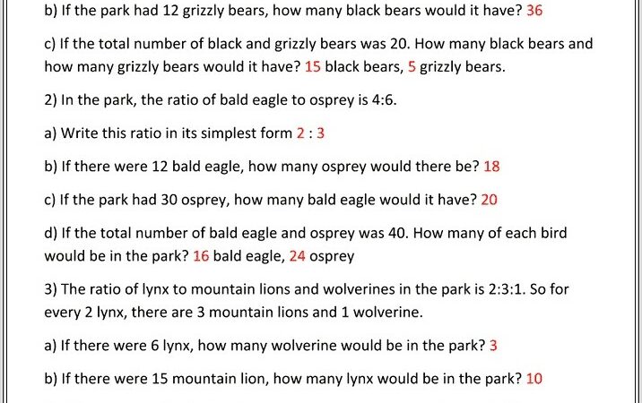 5th Grade Math Worksheets Ratio