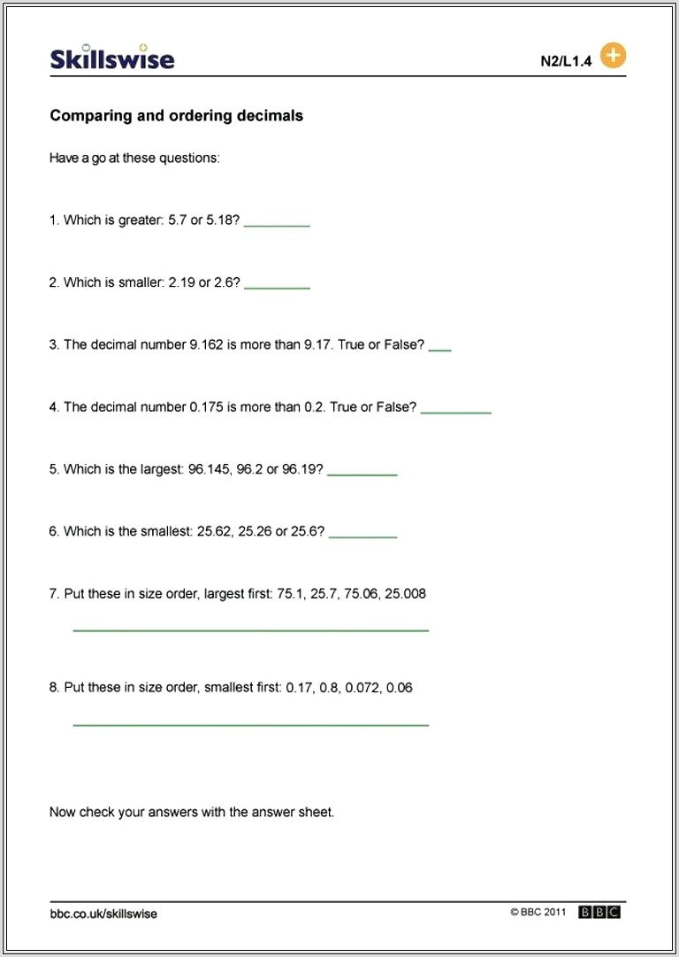 5th Grade Ordering Fractions Worksheet