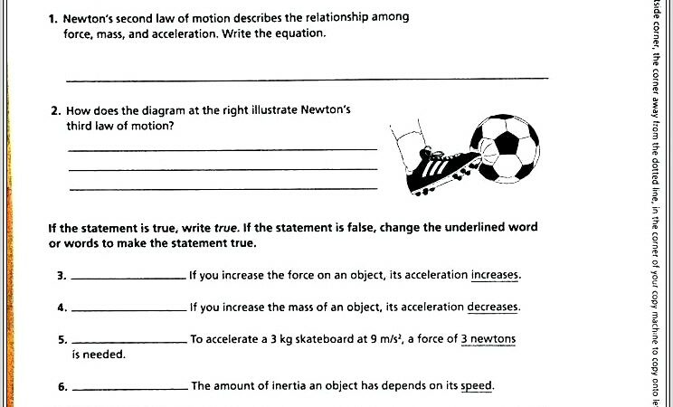 5th Grade Science Worksheets Force