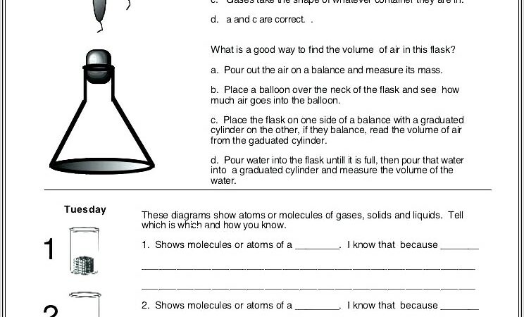 5th Grade Science Worksheets Matter