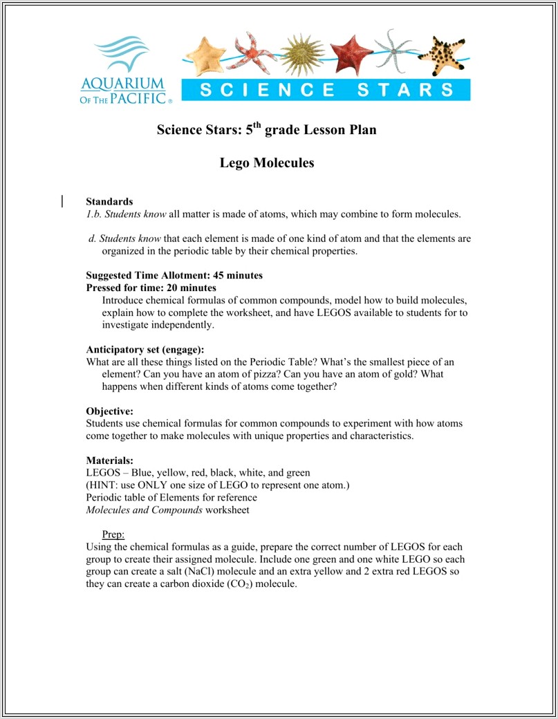 5th Grade Science Worksheets On Atoms