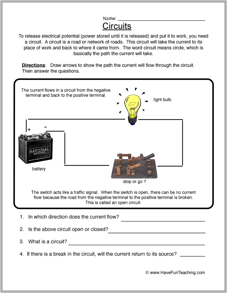 5th Grade Science Worksheets On Electricity