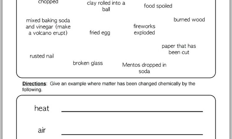 5th Grade Science Worksheets On Matter