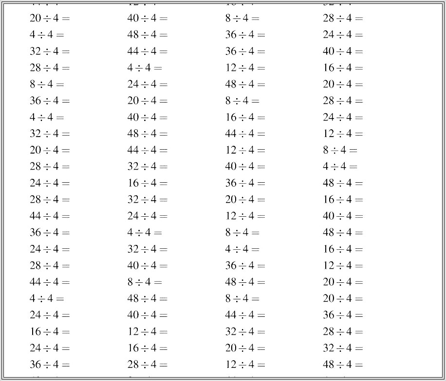 6 Times Table Division Worksheet