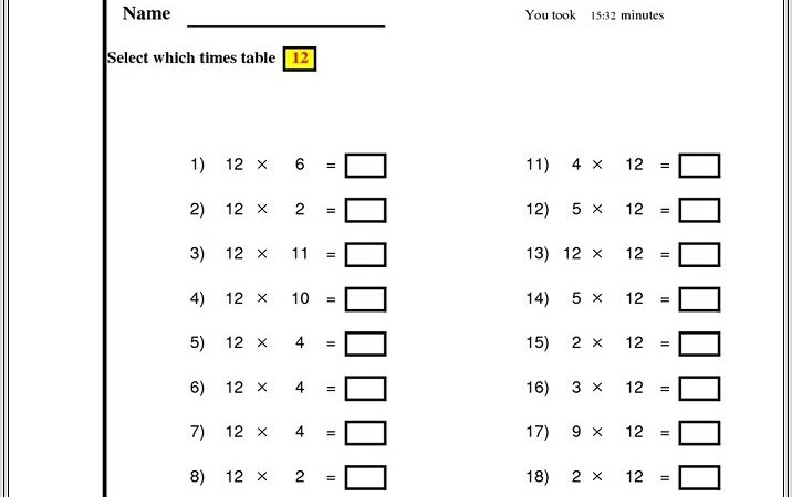 6 Times Table Worksheet To Print