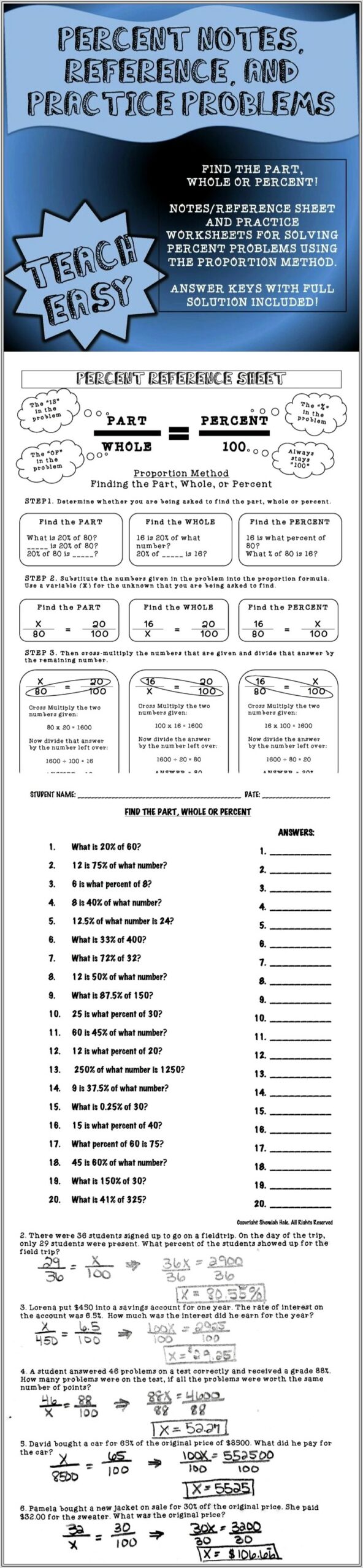 6th Grade Math Proportion Worksheets